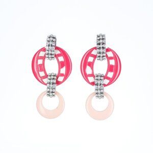 DANNIJO Pink Retro Loop Rhinestone Earrings